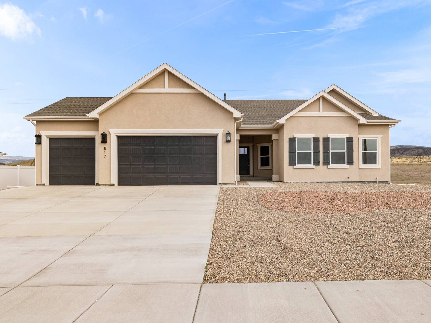 Front elevation of a new construction home in Fremont County